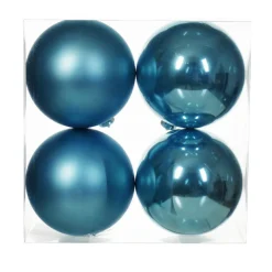 KAEMINGK Lot de 4 boules de Noël (D100 mm) Aravis Bleu pétillant