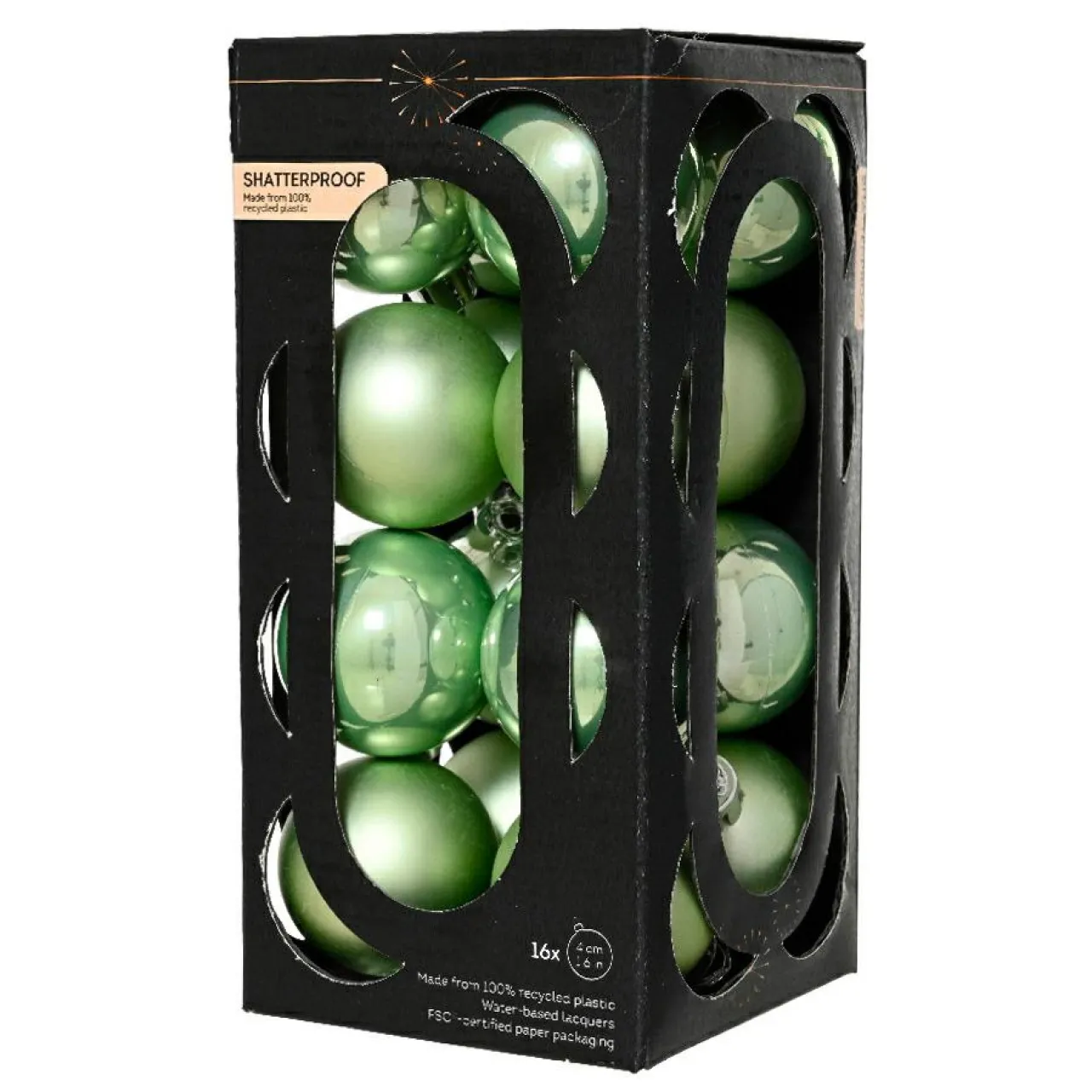 KAEMINGK Lot de 16 boules de Noël (D40 mm) Aravis Vert thé matcha Vert matcha Sale