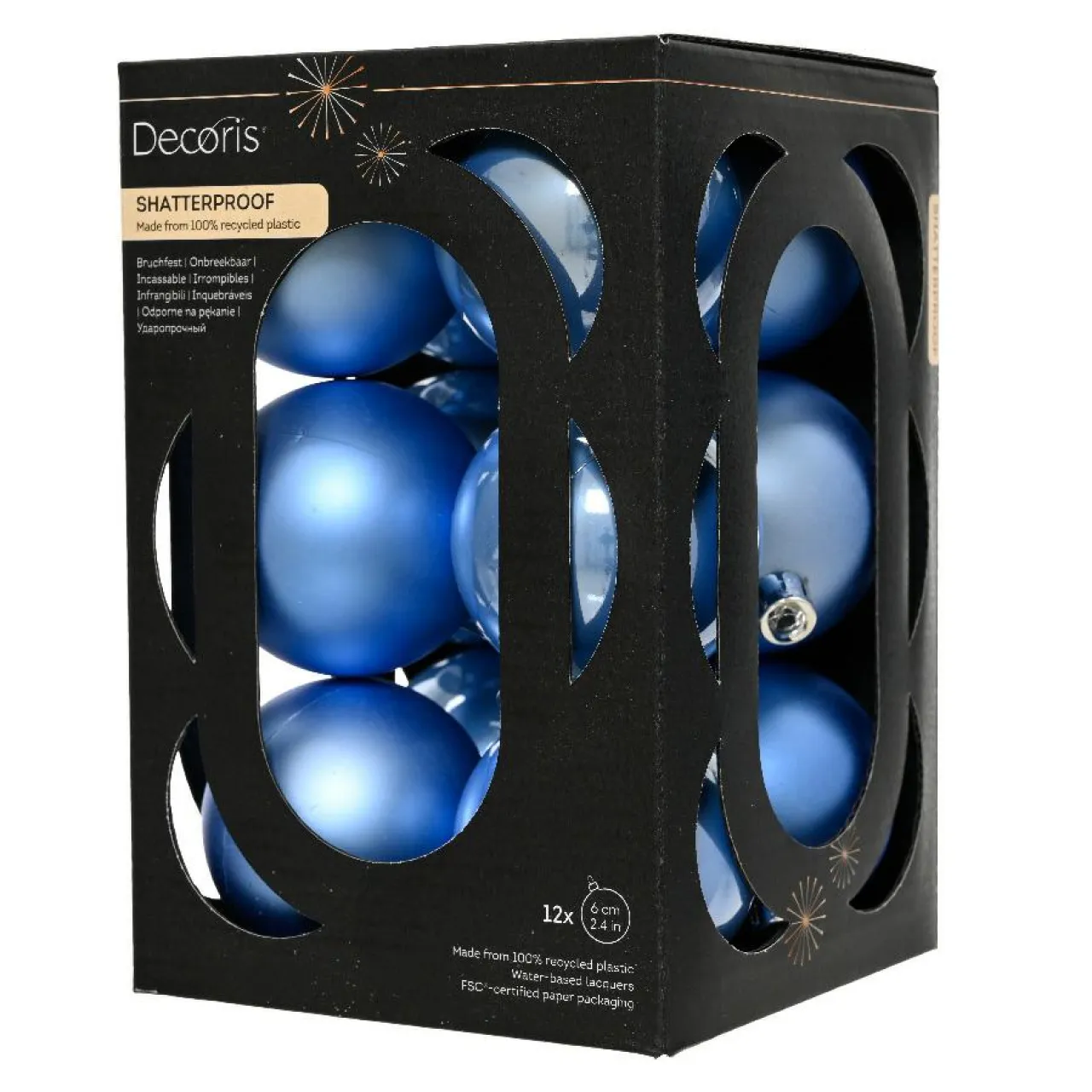 KAEMINGK Lot de 12 boules de Noël (D60 mm) Aravis Bleu Ciel Outlet