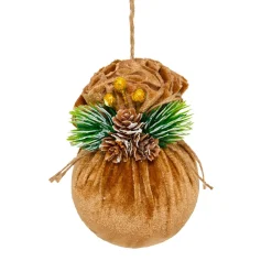 JJA Lot de 3 boules de Noël (D80 mm) Ballotines de velours Naturel Online