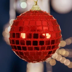KAEMINGK Lot de 12 boules de Noël (D80 mm) Boule à facette Rouge Best