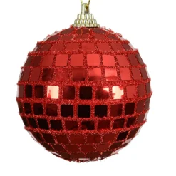 KAEMINGK Lot de 12 boules de Noël (D80 mm) Boule à facette Rouge Best
