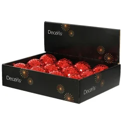 KAEMINGK Lot de 12 boules de Noël (D80 mm) Boule à facette Rouge Best