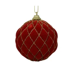 KAEMINGK Lot de 12 boules de Noël (D80 mm) Buckingham et or Rouge Best