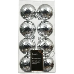 KAEMINGK Lot de 8 boules de Noël (D60 mm) Disco Argent Best