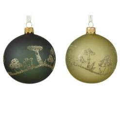 KAEMINGK Lot de 6 boules de Noël (D80 mm) en verre Champignons Pistache New