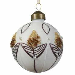 KAEMINGK Lot de 3 boules de Noël (D80 mm) en verre Douceur sucrée Blanc laine Clearance