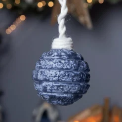KAEMINGK Lot de 3 boules de Noël (D80 mm) en verre Silva Bleu nuit Best