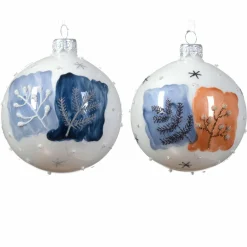 KAEMINGK Lot de 6 boules de Noël (D80 mm) en verre Herbier Blanc