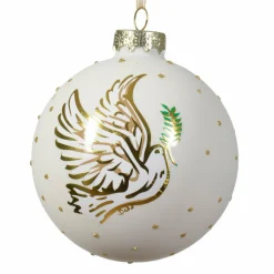 KAEMINGK Lot de 3 boules de Noël (D80 mm) en verre Colombe Blanc laine