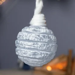 KAEMINGK Lot de 3 boules de Noël (D80 mm) en verre Silva Bleu clair