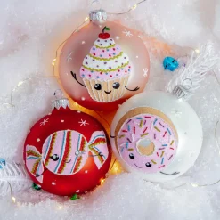 KAEMINGK Lot de 6 boules de Noël (D80 mm) en verre Gourmandises Rose Online