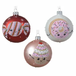KAEMINGK Lot de 6 boules de Noël (D80 mm) en verre Gourmandises Rose Online