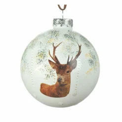 KAEMINGK Lot de 3 boules de Noël (D80 mm) en verre Comète Blanc Sale