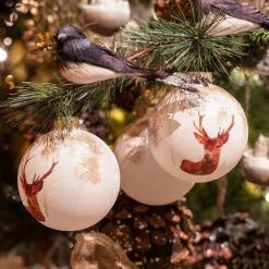 KAEMINGK Lot de 3 boules de Noël (D80 mm) en verre Comète Blanc Sale