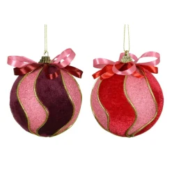 KAEMINGK Lot de 12 boules de Noël (D80 mm) Envoûtantes et figue Rouge Sale