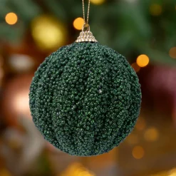 KAEMINGK Lot de 12 boules de Noël (D80 mm) Etincelle Vert sapin Online