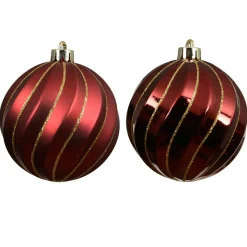 KAEMINGK Lot de 6 boules de Noël (D80 mm) Glam chic pailleté or Bordeaux Hot