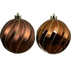 KAEMINGK Lot de 6 boules de Noël (D80 mm) Glam chic pailleté or Brun café New