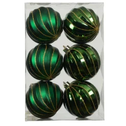 KAEMINGK Lot de 6 boules de Noël (D80 mm) Glam chic Vert sapin Sale