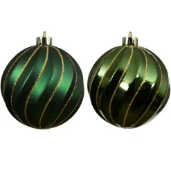 KAEMINGK Lot de 6 boules de Noël (D80 mm) Glam chic Vert sapin Sale