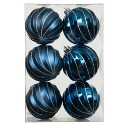 KAEMINGK Lot de 6 boules de Noël (D80 mm) Glam chic Bleu nuit Clearance