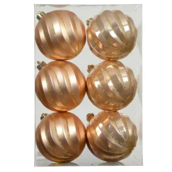 KAEMINGK Lot de 6 boules de Noël (D80 mm) Glam chic Pêche Sale