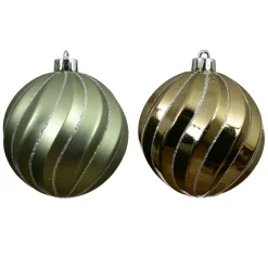 KAEMINGK Lot de 6 boules de Noël (D80 mm) Glam chic Vert romarin