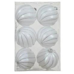 KAEMINGK Lot de 6 boules de Noël (D80 mm) Glam chic Blanc Discount