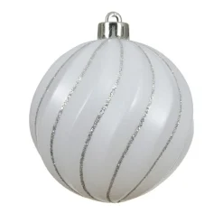 KAEMINGK Lot de 6 boules de Noël (D80 mm) Glam chic Blanc Discount