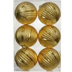 KAEMINGK Lot de 6 boules de Noël (D80 mm) Glitter Or
