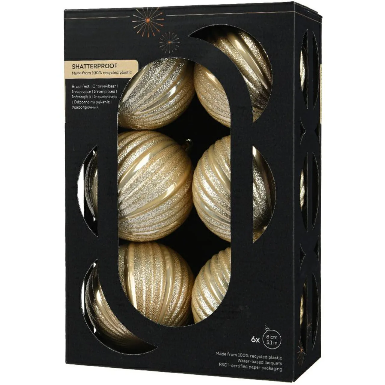 KAEMINGK Lot de 6 boules de Noël (D80 mm) Glitter Perle Online