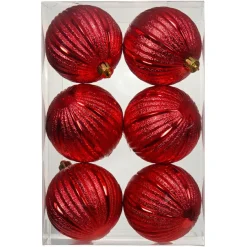 KAEMINGK Lot de 6 Boules de Noël (D80 mm) Glitter Rouge Clearance