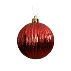 KAEMINGK Lot de 6 Boules de Noël (D80 mm) Glitter Rouge Clearance
