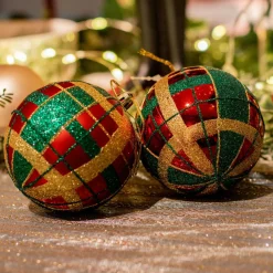 KAEMINGK Lot de 12 boules de Noël (D80 mm) kity Rouge Best