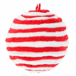 KOOPMAN Lot de 2 boules de Noël (D120 mm) Laine rayé et blanc Rouge Best