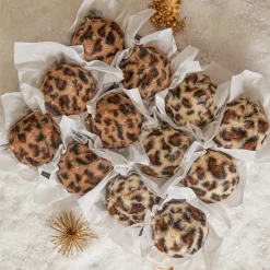 KOOPMAN Lot de 12 boules de Noël (D100 mm) Léopard Beige et Marron Hot