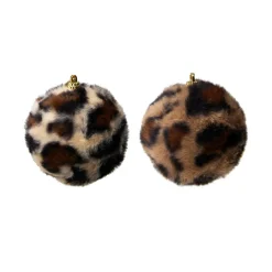 KOOPMAN Lot de 12 boules de Noël (D80 mm) Léopard Beige et Marron