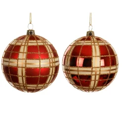 KAEMINGK Lot de 12 boules de Noël (D80 mm) Marilyn pailleté or Rouge Online
