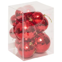 JJA Lot de 14 boules de Noël (D160 mm) Miroir Rouge New