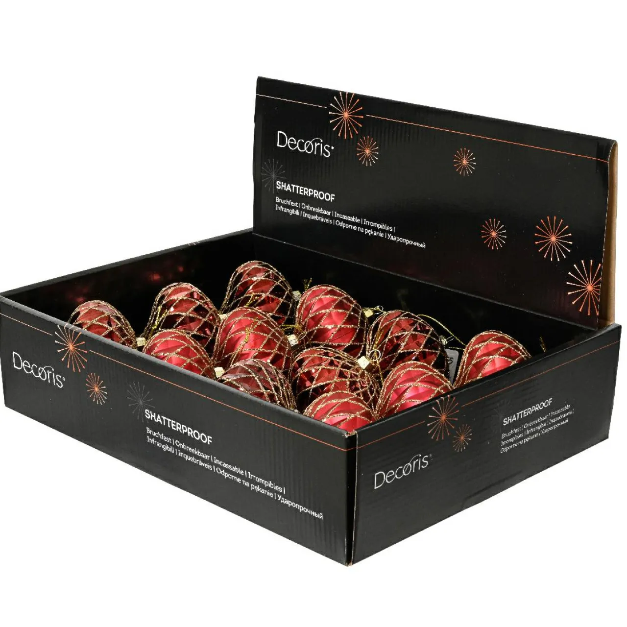 KAEMINGK Lot de 12 boules de Noël (D80 mm) Natale Prezioso Bordeaux New