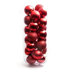 EMINZA Lot de 30 boules de Noël (D80 mm) New Alpine Rouge Clearance