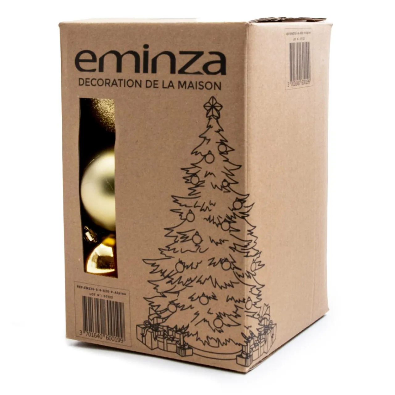 EMINZA Lot de 30 boules de Noël (D80 mm) New Alpine Or