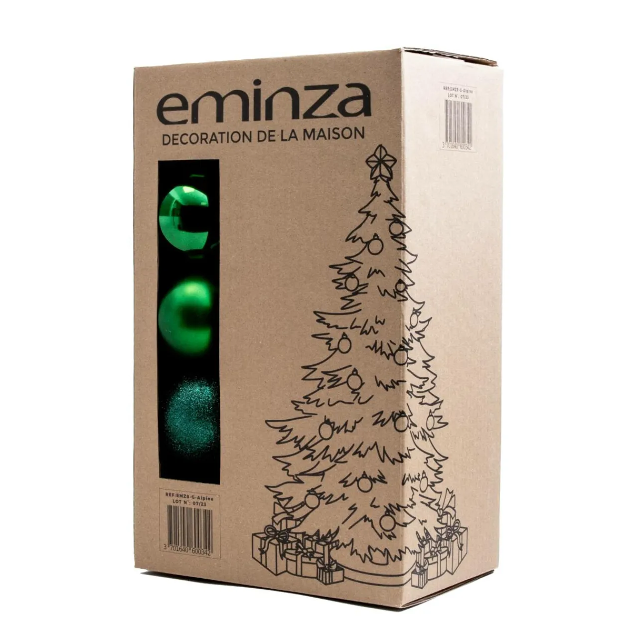 EMINZA Lot de 30 boules de Noël (D80 mm) New Alpine Vert sapin Outlet