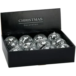 KOOPMAN Lot de 12 boules de Noël (D80 mm) Night Fever Argent