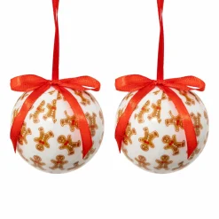 FEERIC LIGHTS Lot de 2 boules de Noël (D60 mm) Petit Biscuit Rouge Outlet