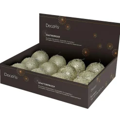 KAEMINGK Lot de 12 boules de Noël (D100 mm) Pluie de diamants Champagne Or Discount