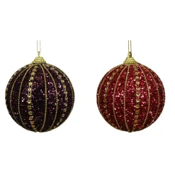 KAEMINGK Lot de 12 boules de Noël (D80 mm) Queen Mauve et Bordeaux Violet Sale