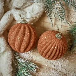 KAEMINGK Lot de 12 boules de Noël (D80 mm) Reflet d’or pailleté or Cognac Best