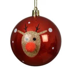KAEMINGK Lot de 12 Boules de Noël (D80 mm) Renne Clown paillettes et or Rouge Sale